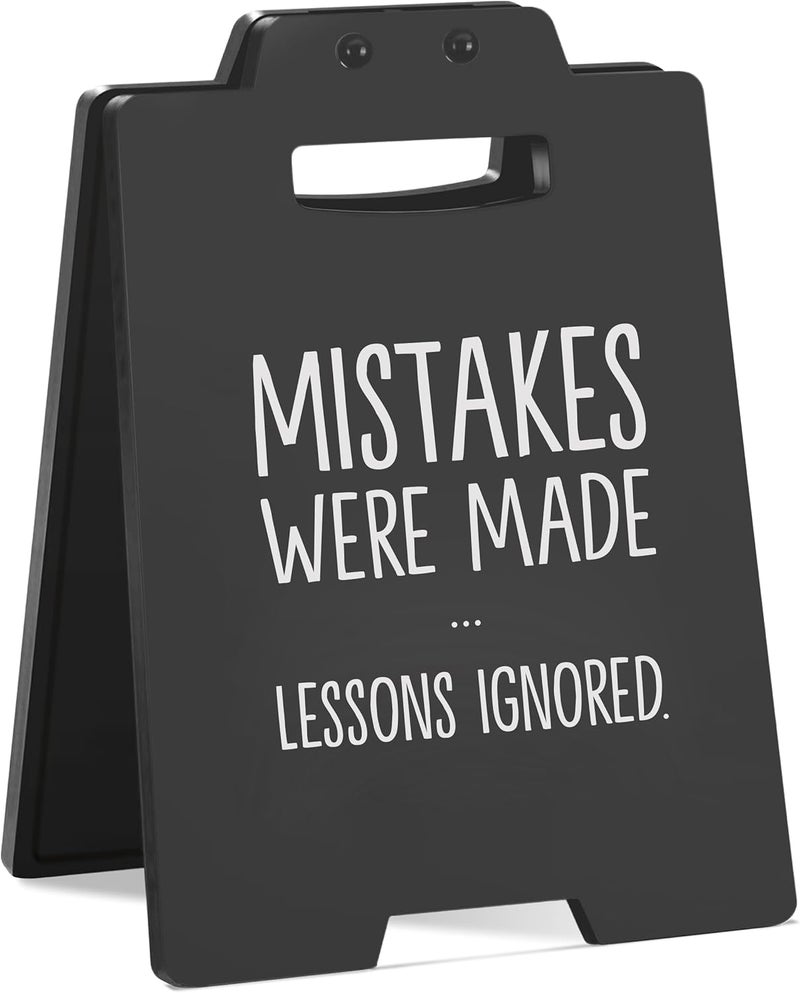 MAMAGIFTREE Mini Funny Desk Accessories Signs, "MISTAKES WERE MADE" -Black Office Humor Decor for Office, Cubicle, Work Desk, Gag Fun Gift for Coworker Teammate Employee Boss - Image 1